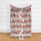 Harlequin textured wonky triangles in warm earthy tones