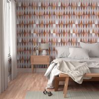 Harlequin textured wonky triangles in warm earthy tones