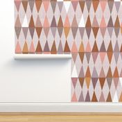 Harlequin textured wonky triangles in warm earthy tones