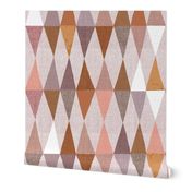 Harlequin textured wonky triangles in warm earthy tones