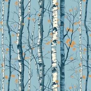 Blue Winter Birch Trees