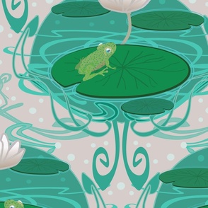 Art nouveau frog Waterlily water nature - jumbo