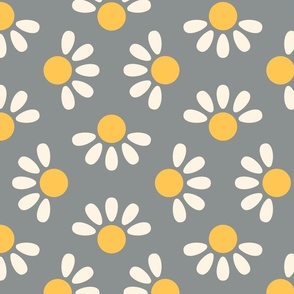 Minimalistic daisies on a grey background 