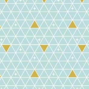 Triangle design in blue and gold with white star -  small