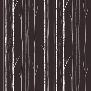 Quiet Birches in Charcoal Brown