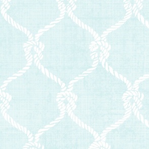 Nautical Netting on Mist Linen Textured Background, Large Scale Design