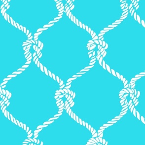 Nautical Netting on Tropical Blue  Background, Large Scale Design