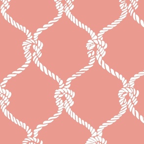 Nautical Netting on Coral  Background, Large Scale Design