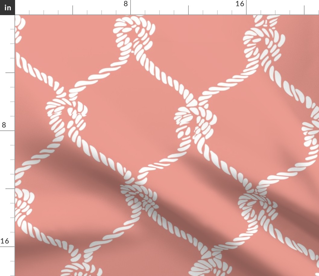 Nautical Netting on Coral  Background, Large Scale Design