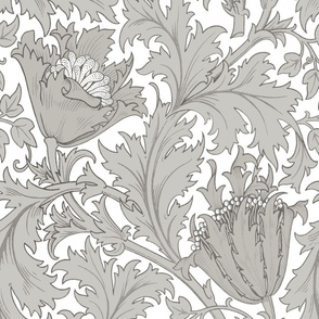 ANEMONE IN SABRE GRAY - WILLIAM MORRIS - Large Scale