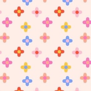 (S) Playful Flower Polkadot in Red, Blue, Pink and Yellow