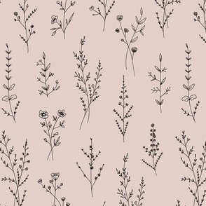 New Wildflowers - Pale Pink and Black S