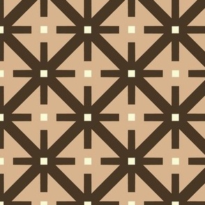 Retro Modern - Lattice - Harlequin - Geometric Line Pattern - Grid - Brown and Beige 