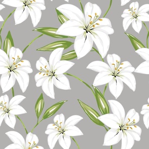 White Lily on Dark Cool Grey - XL
