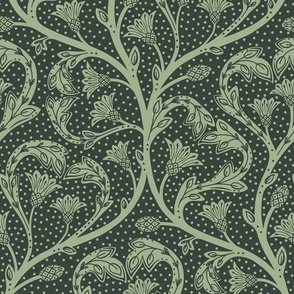 (L) victorian hidden dandelion hearts wedding directional version dark green