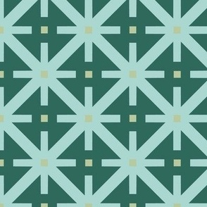 Lattice - Geometric Line Pattern - Grid - Peppermint Green - Dark Green