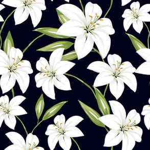 White Lily on Indigo - XL