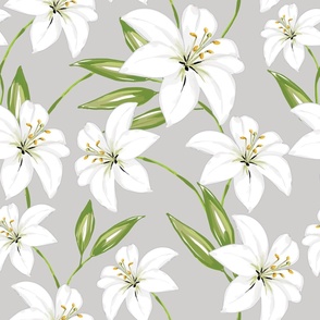 White Lily on Light Cool Grey - XL