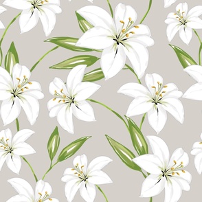 White Lily on Warm Grey - XL
