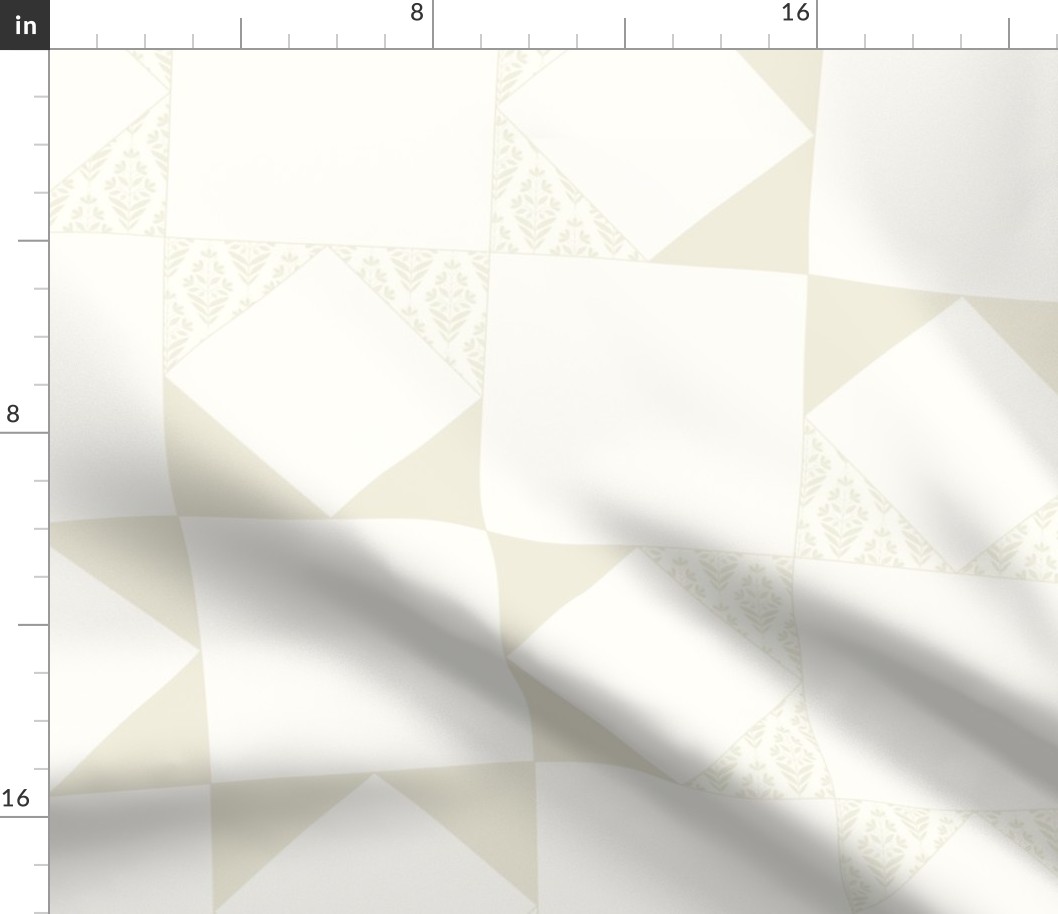 Minimalist Sawtooth Quilt Block in Cream and IvoryCream 12" blocks