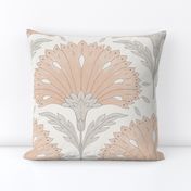 (L) Art deco carnation- peach and gray - large scale