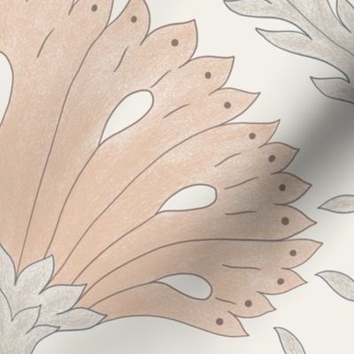 (L) Art deco carnation- peach and gray - large scale