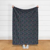 Modern Boho Leaves Warm Colors on Dark Indigo Medium Small