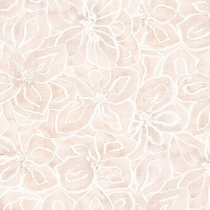 Warm minimalism painterly flowers neutral beige large scale