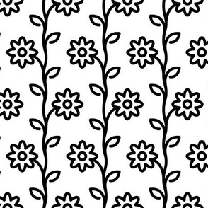 Flat linear flower in black and white