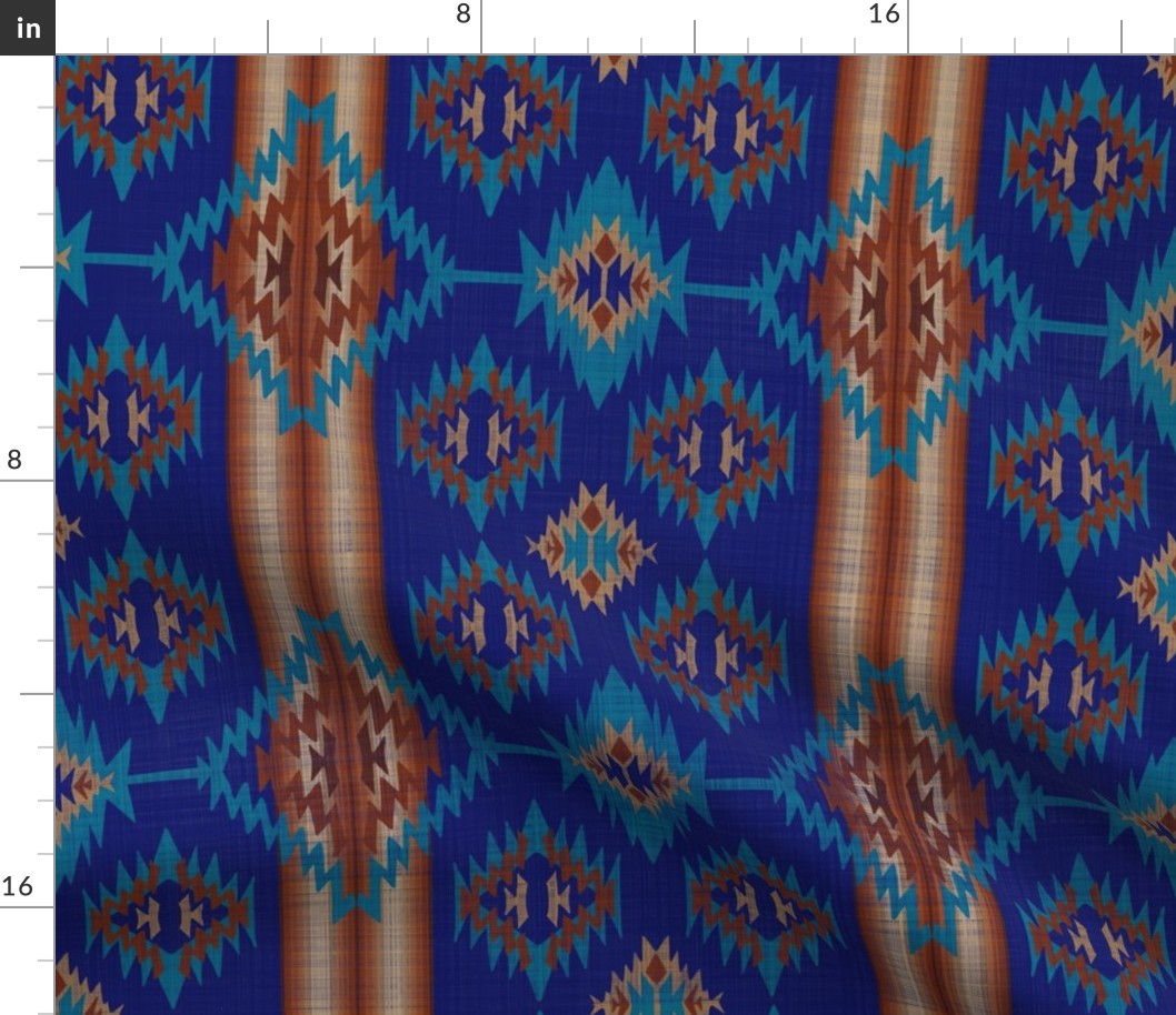 American Tribal sarape print Lapis and Red