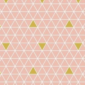 Triangle design with pink, gold and white stroke pattern - small