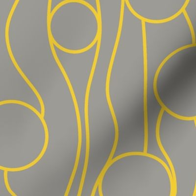 Warm minimalist Yellow line and Circles on Dark Grey