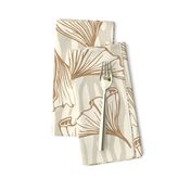 Zebra Gingko - Large -  Mid- Neutral - Linen Texture, brown, tan, cream