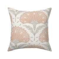 (M) Art deco carnation- peach and gray - medium scale