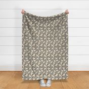 Zebra Gingko - Medium - Charcoal - Linen Texture, black, cream, brown