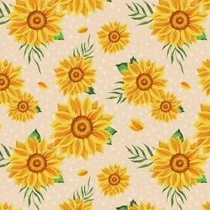 Sunflowers on light beige background - small scale
