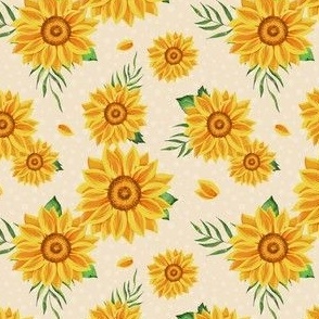Sunflowers on soft beige background - small scale
