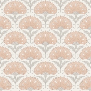 (S) Art deco carnation- peach and gray- small scale 