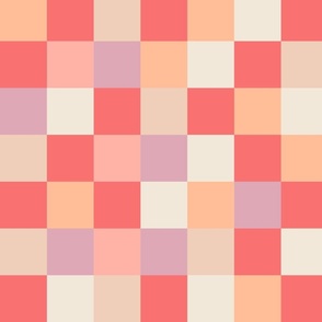 Checkerboard Pattern - 02- L - Peach Lilac - by 3h-Art Oda, Peach Fuzz, Color of the Year 2024, Peach Plethora Palette, pale lilac, squares, geometric, checkerboard