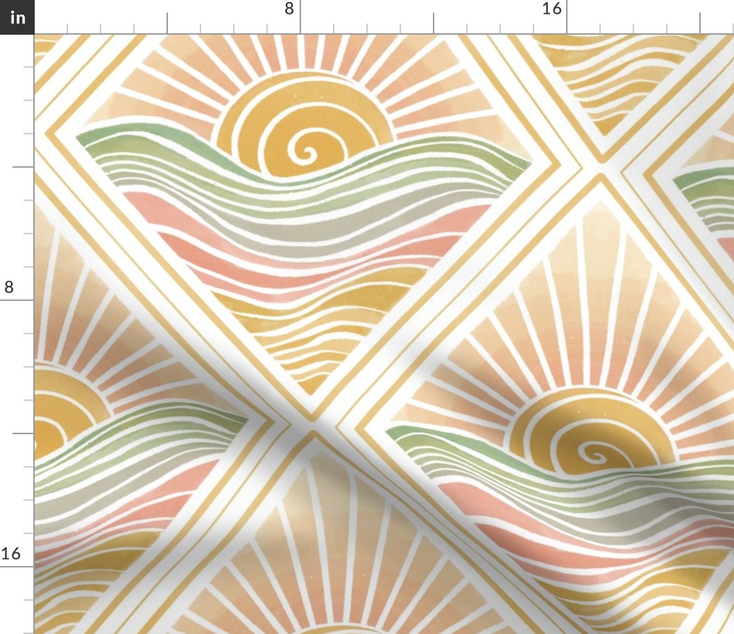 Warm minimal sunset watercolor style - home decor - bedding - wallpaper - curtains - colorful.