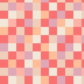 Checkerboard Pattern - 02- M - Peach Lilac - by 3h-Art Oda, Peach Fuzz, Color of the Year 2024, Peach Plethora Palette, pale lilac, squares, geometric, checkerboard