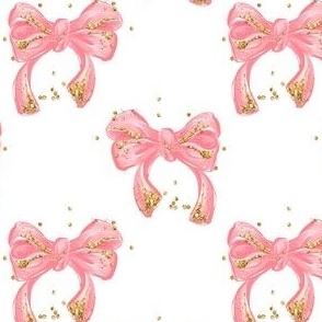 Pink Bows Glitzy gold white