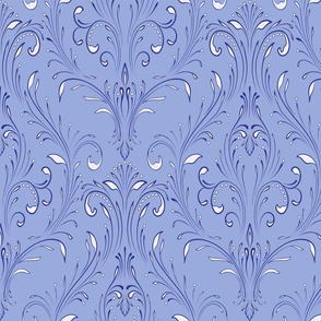 Elegant leafy nouveau swirls: lavender lilac, large-scale