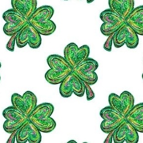 Sparkly Four leaf Clover white St Patrick's Day