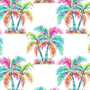 Peppy neon bright Palm trees white