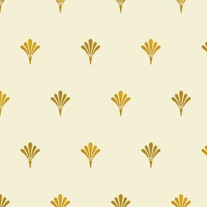 Simple art deco feather accents: cream and gold, mid-scale