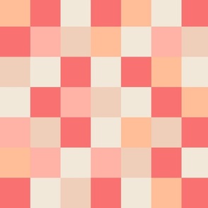 Checkerboard Pattern - 02a - L - Peach - by 3h-Art Oda, Peach Fuzz, Color of the Year 2024, Peach Plethora Palette, squares, geometric, checkerboard