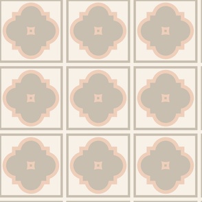 Warm Minimal Quatrefoil Tile - 4 x 24inch - Beige Peach Pink 