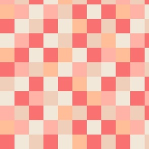 Checkerboard Pattern - 02a - M - Peach - by 3h-Art Oda, Peach Fuzz, Color of the Year 2024, Peach Plethora Palette, squares, geometric, checkerboard