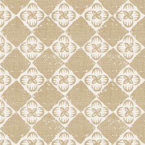 Tile Diamond Floral - Latte - Medium